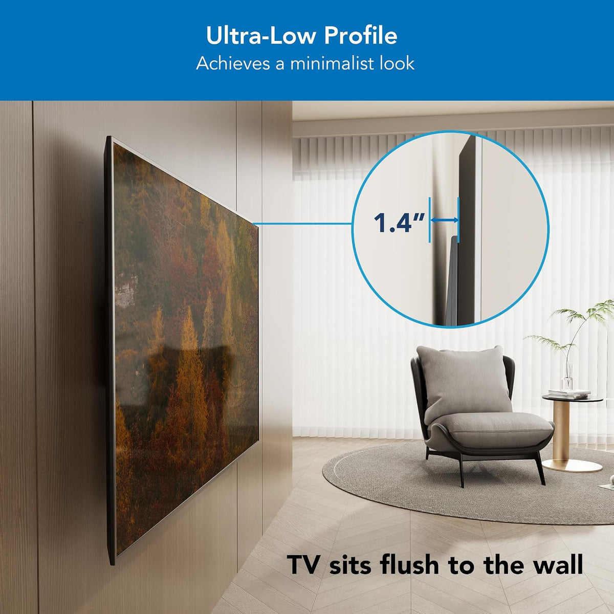 Mount-It! Heavy Duty XXL Fixed TV Mount for Extra Large TVs, Ultra Low Profile Wall Mount, max VESA 900x600, Holds 264lb, Flush TV Mount for 60", 65", 70", 75", 80", 85", 90", 100",120" - Image 4