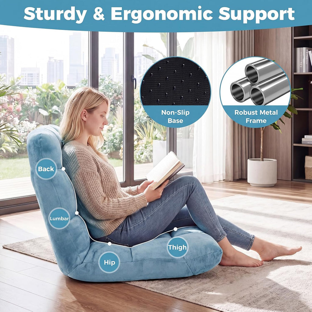 Memory Foam Floor Chair with 14-Poistion Adjustable Back Support - Image 6