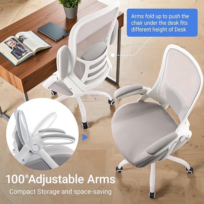 400lbs Heavy Duty Office Chair, Computer Desk Chair Grey | Office and Home, 5" Thickened Seat, Ergonomic with Adjustable Armrests, Mesh Executive Chair - Image 6