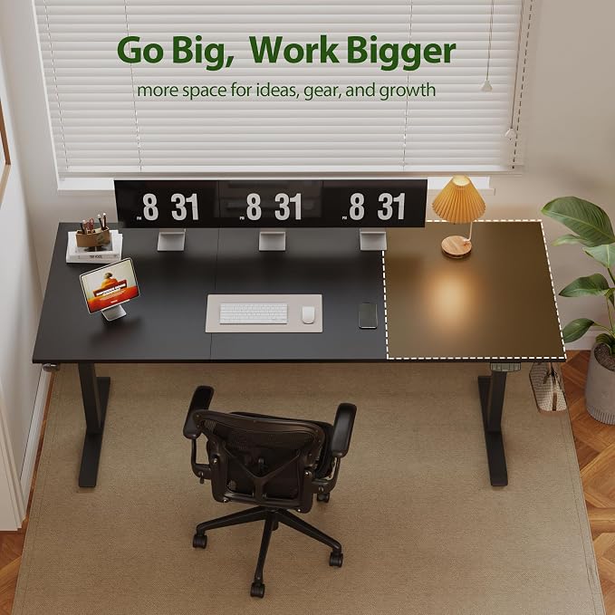 Agilestic 71 * 32 Inch Height Adjustable Electric Standing Desk, Black | Sit Stand Up Computer Desk, Memory Presets, Stable Steel Frame,154 lbs, Easy Assembly, Splice Board, Long desk, Home Office - Image 4