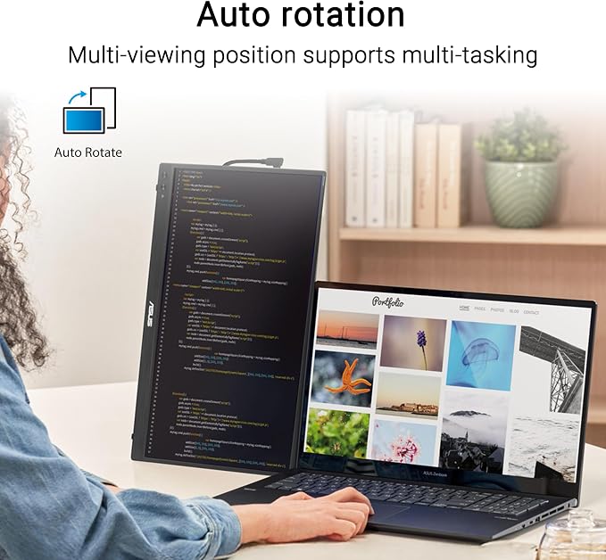 ASUS ZenScreen MB16NCG 15.6 Inch 155Hz,16:10 USB-C Portable Monitor | 100% sRGB, Auto Rotate, WQXGA(2560X1600), USB-C, IPS, Power Pass Through, Eye Care, Travel Display for MacBook and PC - Image 6