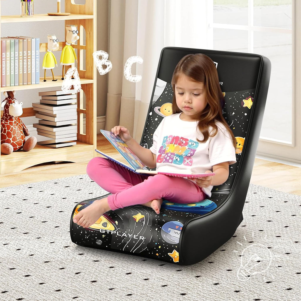 GTPLAYER Gaming Floor Rocking Chair – Rocker Floor Game Chair with Angle Limiter, Compact & Lightweight Game Seat, Black Galaxy Patterned - Image 9