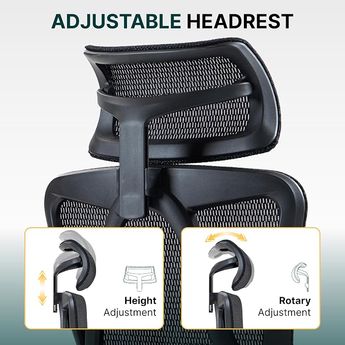 Ergonomic Mesh Office Chair, 3D Adjustable Armrests Desk Chair with 360° Swivel Silent Casters, 90°-120° Reclining Backrest Adjustable Gaming Chair for Home Office - Image 5