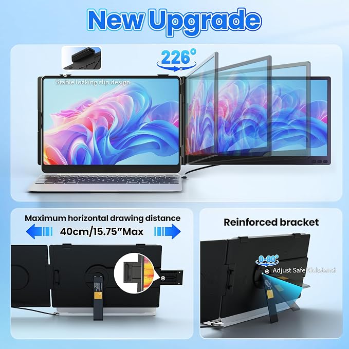 Laptop Screen Extender, Ultra-lightweight 14" FHD 1080P IPS Dual Screen, Laptop Monitor Extender with USB-C/HDMI Port, Plug and Play Portable Monitor for 13-17" Laptops (Wins/Mac/Android//Switch/PS5) - Image 6