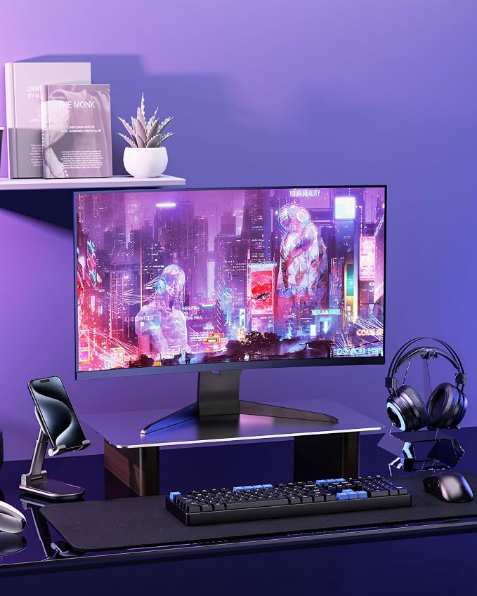 Aluminum Monitor Stand Riser, Ergonomic Desktop Shelf with Wooden Legs - 15.75” Wide Heavy Duty Computer Stand for Home Office, Universal Desktop Monitor Riser for PC, iMac, MacBook, Laptop - Image 7