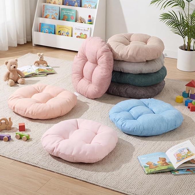 Fumete 8 Pcs Round Floor Cushions for Classroom Kids,Cloudy Pastel | 16 Inch Diameter, Students Flexible Seating Pillows, Home Daycare School Reading Yoga Meditation, Soft Cushioned - Image 3