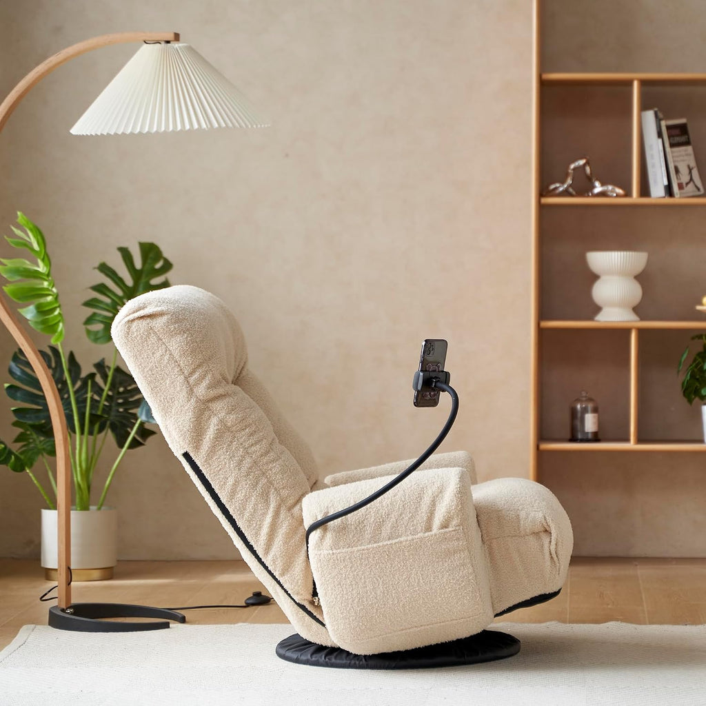 Swivel Lazy Floor Chair, Adjustable Reclining Floor Lounger with Head & Back Support and Phone Holder, Comfy Tatami Sofa Seat for Adults Bedroom & Gaming - Image 8