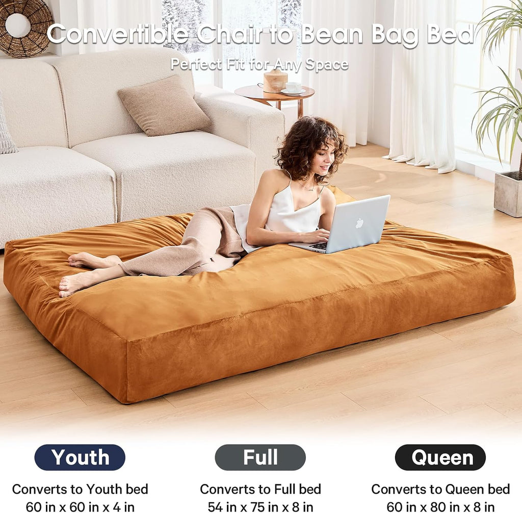 Bean Bag Chairs for Adults - Giant Bean Bag Convertible Floor Sofa - Image 4