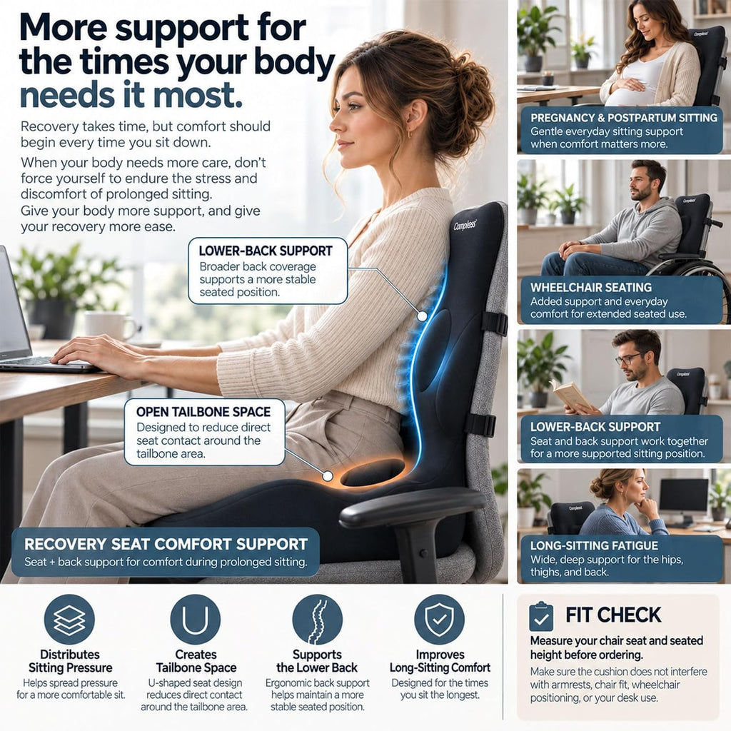 Office Chair Cushion with Back Support, Wide Memory Foam Ergonomic Design - Image 6
