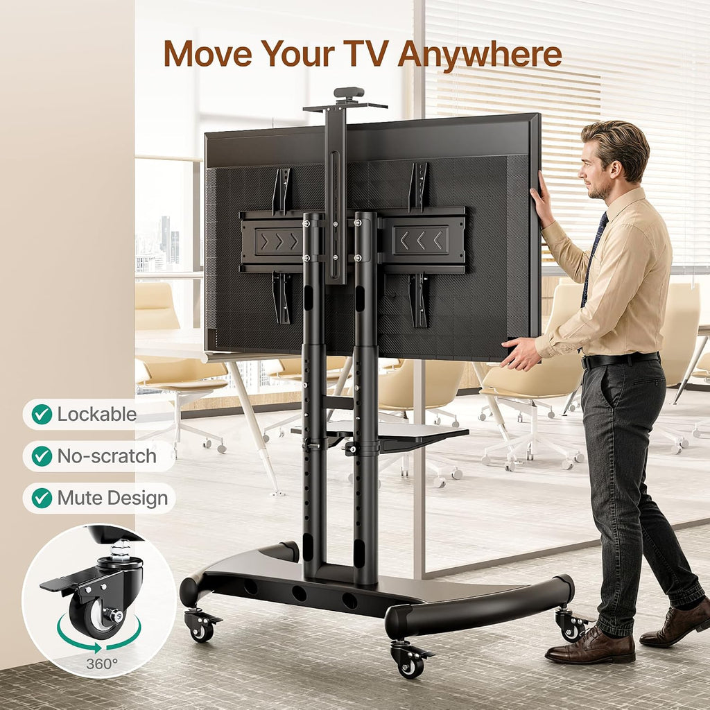 Rolling TV Stand with Shelf&Camera Rack for 32-83" TV up to 132lbs - Image 3