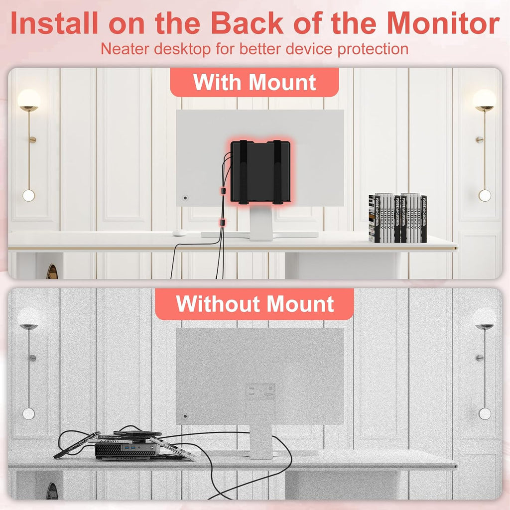 Universal Wall and VESA Mount for Micro PC, UPS Units, Wifi Router, Cable Modem and Other Electronic Devices Adjustable Strap Mount Bracket for Dell HP Lenovo Mini PC Mounted Behind the TV or Monitor - Image 5