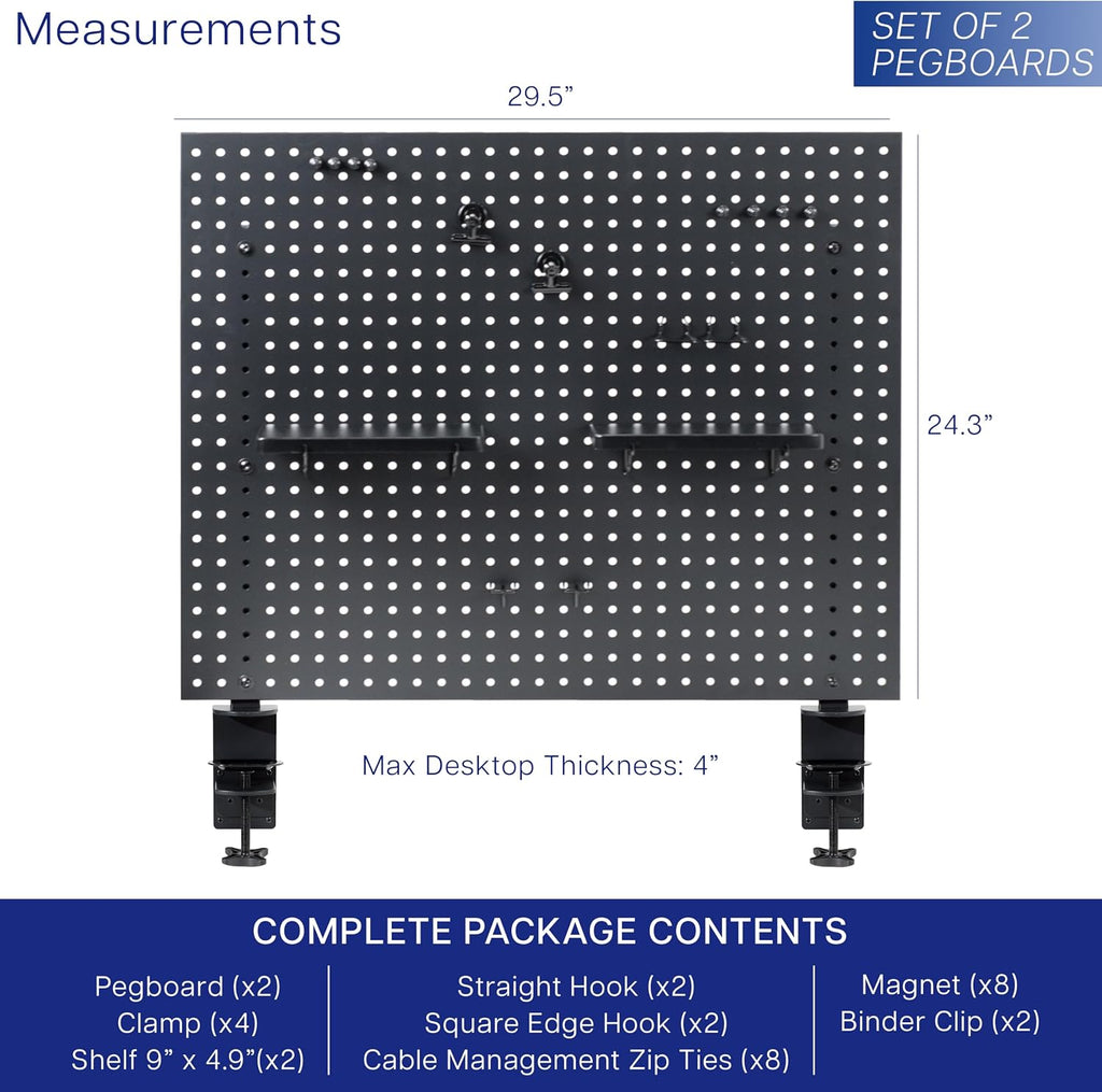 VIVO Black Clamp-on 60 x 24 inch Desk Pegboard, PP-DK30B-2 - Image 3