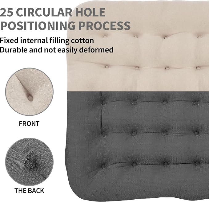 BUYUE Good Support Office Chair Cushion Padded, Soft Velvet Comfortable Non-Slip Seat Cushion for Computer Desk Kitchen Chair (1 Count, Beige) - Image 3