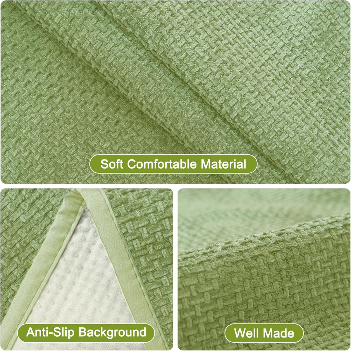 Couch Arm Covers, Sofa Arm Cover, Anti-Slip Waterproof Armrest Covers, Pet Proof Armrest Protectors for Couch Loveseat Armchair Headrest, Arm Chair Covers Set of 2 (Light Green, 24" x 20" - 2 pcs) - Image 3
