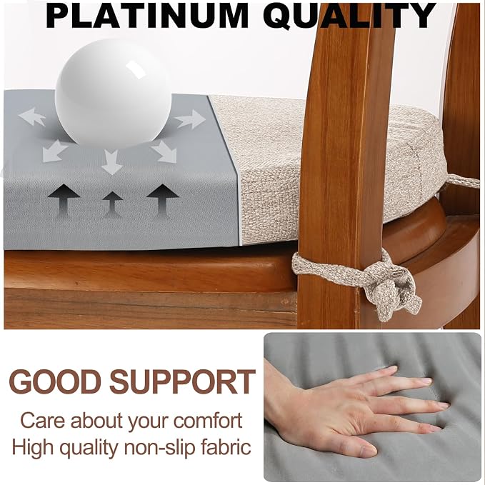SINOSSO 1 Pack Memory Foam Chair Cushions for Dining Chair, Friendly Woven Fabric 16" U-Shape Comfortable Kitchen Chair Pad, Removable Slip Resistant Seat Cushion (1 Piece, Oatmeal Beige) - Image 6