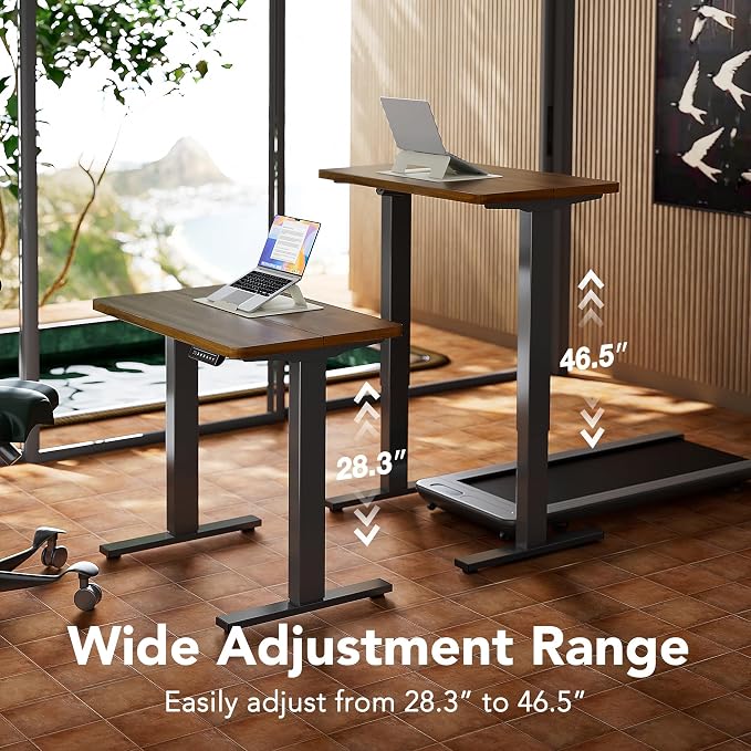 HUANUO 63x28 Inch Electric Standing Desk, Height Adjustable, Black Walnut | 176 Lbs Capacity, Smooth Home Office Desk, 4 Memory Presets & Headphone Hooks, 28.3–46.5 Inch Height Range, Easy to assemble - Image 4