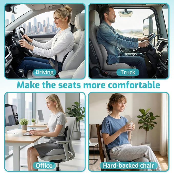 Ergonomic Seat Cushion,Office Chair Cushion with Lumbar Support Pillow | Improve Seat Comfort,Back Pain,Tailbone & Sciatica Relief,Memory Foam Seat Cushions for Office,Car,Home Chairs - Image 8