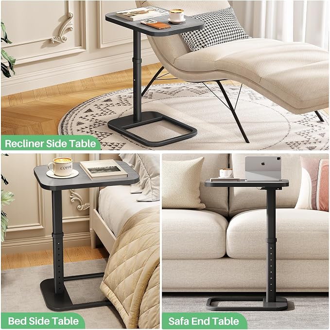 Kitstorack Upgraded TV Tray Table with Panel Lock, 90° Flip-Over Design & Adjustable Height, Sofa Arm Side Table for Eating, Laptop, Couch, Bed, or Small Spaces, Dark Gray - Image 9