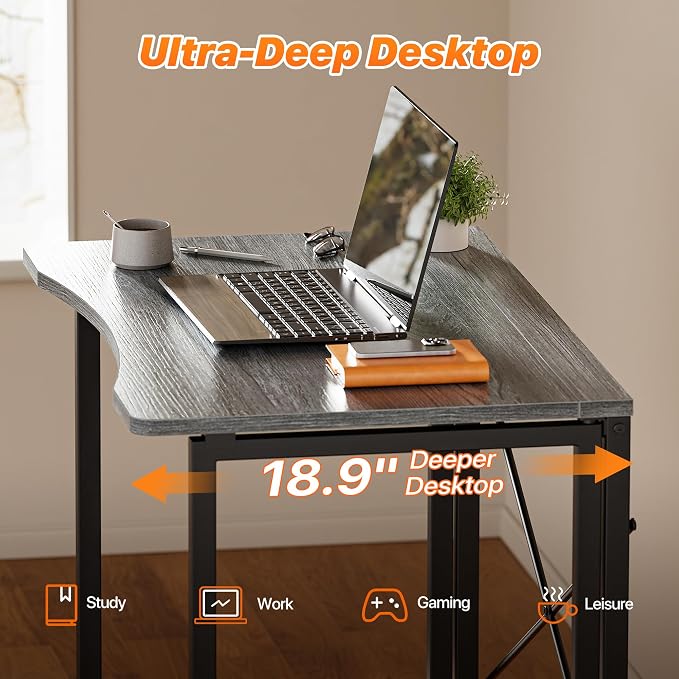 Huuger Folding Desk for Small Spaces, 31.5 Inch Foldable Computer Table | Easy Assembly, Small Writing Work Office Computer Desk, for Home Office, Study, Bedroom, Dorm, Space Saving, Grey - Image 4
