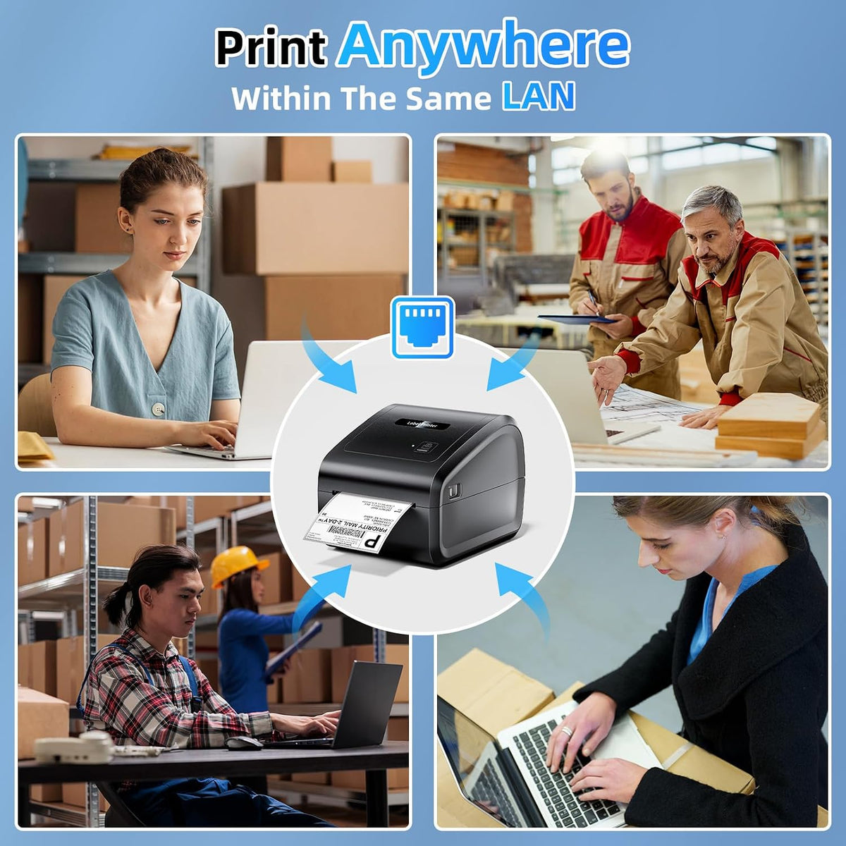 Bluetooth Thermal Label Printer 4x6 with Built-in Paper Bin - Image 5