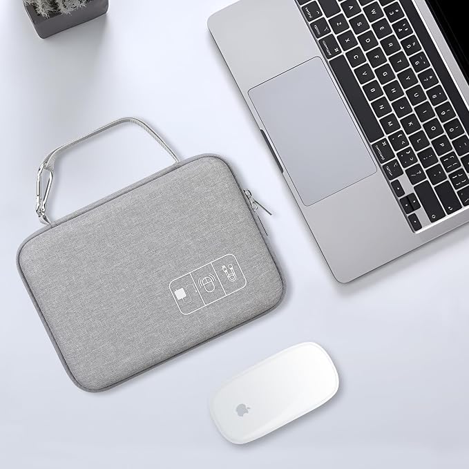 Lacdo Hard Travel Electronic Organizer Case for MacBook Power Adapter Charger, Cables, Cords, Apple Pencil, Mouse, Power Bank, USB Flash Disk, SD Cards EVA Protective Portable Accessories Bag, Gray - Image 7