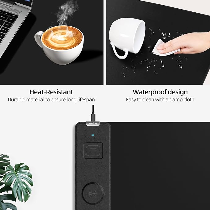 Mouse Pad with Wireless Charging, Large Desk Mat for Gaming, 31.5"x11.8" | Ultra-Smooth Surface, Non-Slip Rubber Base, Waterproof Computer Keyboard Pad for Gamer, Desk, Office, PC, Laptop, Black - Image 6