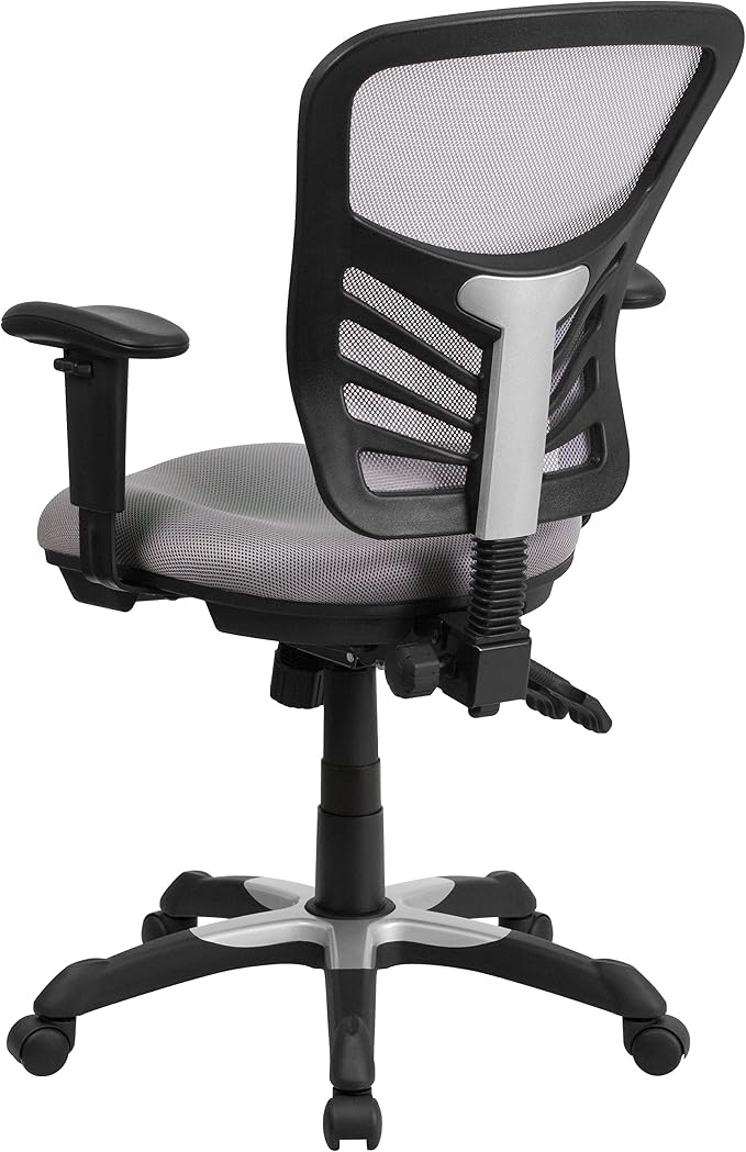 Flash Furniture Mid-Back Gray Mesh Multifunction Executive Swivel Ergonomic Office Chair with Adjustable Arms | Adjustable Armrests, 360° Swivel, Height Adjustable, Commercial Grade - Image 5