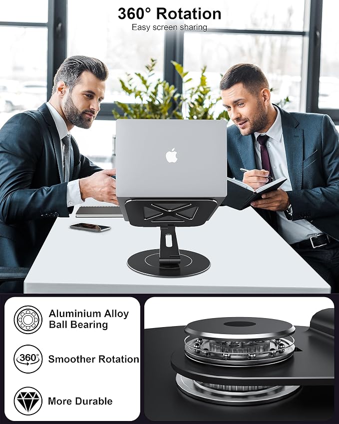 LOXP Ultra-Stable Laptop Stand for Desk with Larger Base | Military-Grade Aluminum Anti-Loosening Structure - Height Adjustable Laptop Stand Suitable for 10-17.3 inch - Image 2