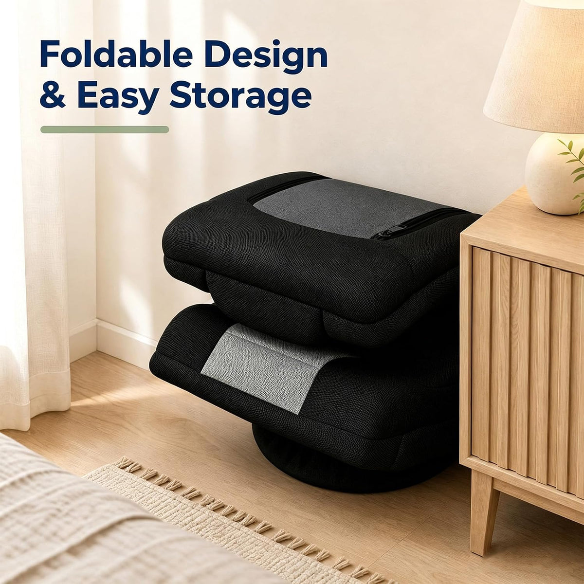 KOMFOTT 360° Swivel Floor Gaming Chair w/ 4-Position Backrest & Neck Pillow - Image 7
