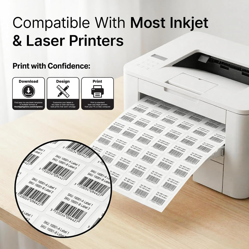 1" X 1" Matte White Printable Labels (30 Sheets, 1890 Stickers) - Image 3
