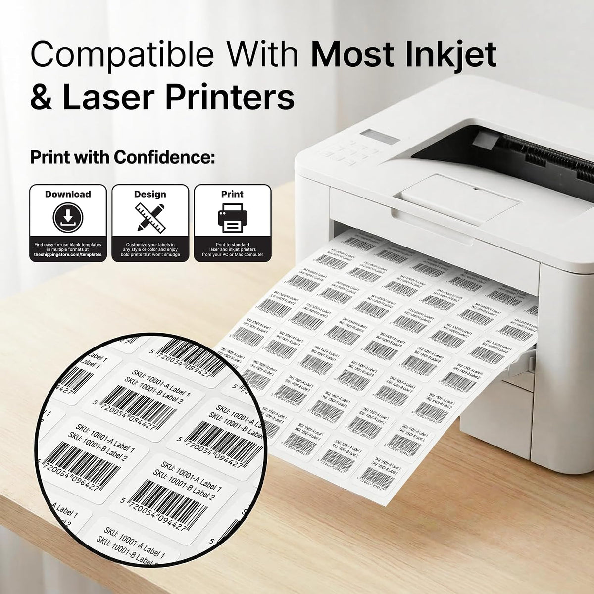 1" X 1" Matte White Printable Labels (250 Sheets, 15750 Stickers) - Image 3