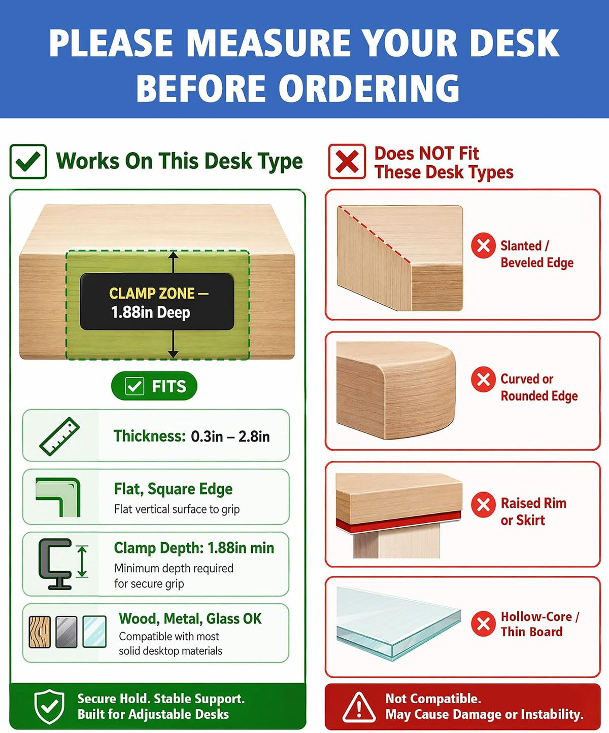 LUKETURE Desk Side Storage, Laptop Holder No Drill Clamp On Organizer - Image 3