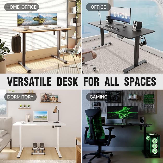 Veken 55 Inch, Height Adjustable Sit Stand Up, Wood Desktop, Work Home Office Computer PC Table, Tall Standup Workstation, Gaming Writing Study Bedroom Rising Desks, Black - Image 7