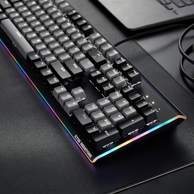 Hexgears GK735 Wired Full Size Mechanical Keyboard, Aluminum Housing Built for Gamers w/Kailh Box White Switch, White Backlit + Surrounded by RGB Light Strip, 104 Keys Gaming Keyboard for PC/Mac - Image 2