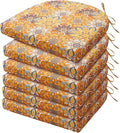 HARBOREST Outdoor Chair Cushions Set of 6, Water Resistant Patio Chair Cushions with Ties, Outdoor Seat Cushions for Patio Furniture, 17"x16"x2", Blooming by HARBOREST