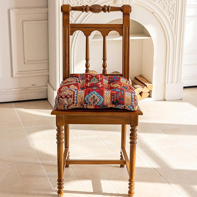 vctops Boho Chair Cushions with Ties U-Shaped Soft Comfortable Chair Pads Non Slip Seat Cushions for Indoor Dining Room and Kitchen Chairs (Pattern A,16"x16") - Image 4
