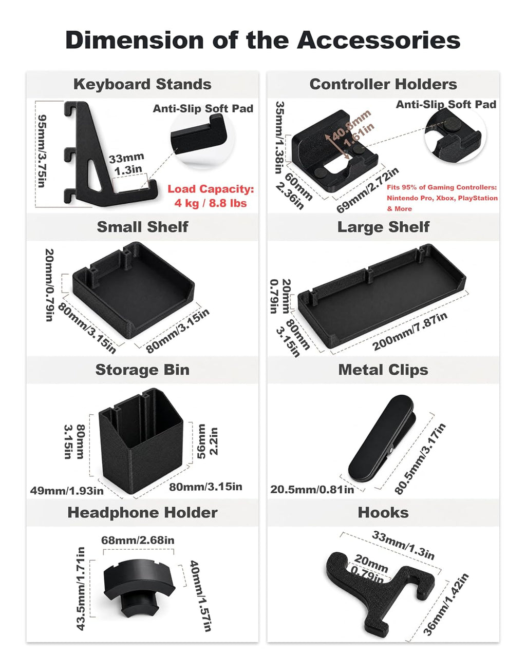 Clamp-On Desk Pegboard Organizer, 14 Accessories, Black - Image 9