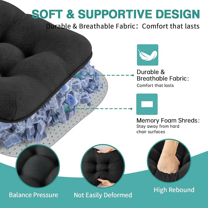 BETU Chair Cushions for Dining Chairs,3.5" Thick Kitchen Table Chair Pads with Ties,Non Slip Backing and Covers,Seat Cushion for Dining Room,Bar,Patio Chairs,18"X18"X3.5" - Image 4