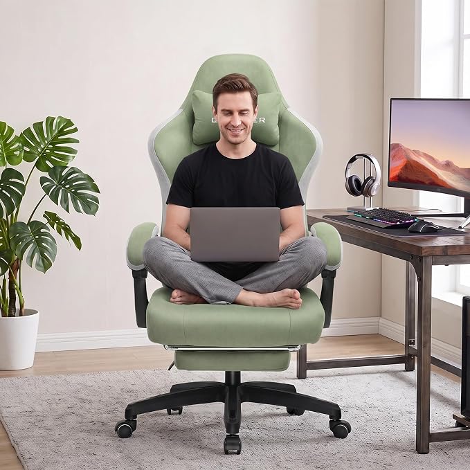 GTPLAYER Gaming Chair, Computer Office Chair with Pocket Spring Cushion, Linkage Armrests and Footrest, High Back Ergonomic Computer Chair with Lumbar Support Task Chair with Footrest - Image 2