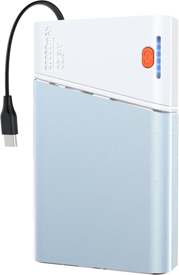 Aaoyun Portable Charger Power Bank, 20000mAh 22.5W PD Fast Charging Powerbank with Built-in USB C Cable, External Phone Battery Pack for iPhone 17/16/15 Samsung S24 Android etc by Aaoyun