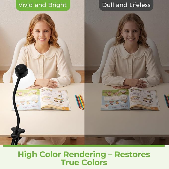 Desk Lamps for Home Office,Small LED Reading Lamp,5000K Eye-Care Desk Light | Clip On Desks Lamps for College Dorm, Kids Desk, Bed Headboard, Flexible Gooseneck, Compact Small Table Lamp - Image 4