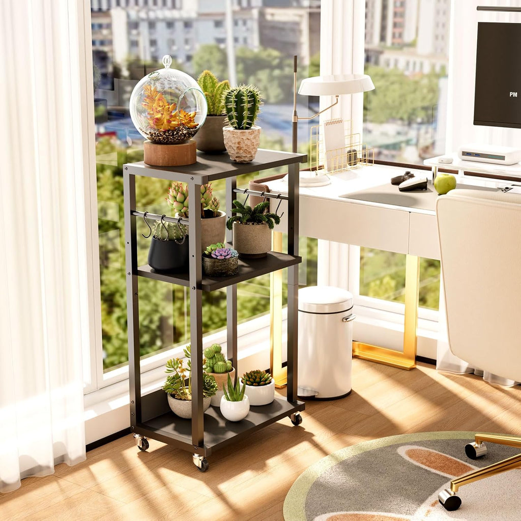 YMYNY 3-Tier Mobile Printer Stand 32.28*17.32*11.81" Black - Image 2