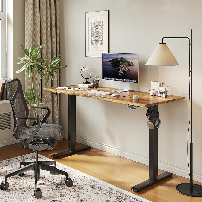 Agilestic 48*24 Inch Height Adjustable Electric Standing Desk, Rustic Brown | Sit Stand Up Computer Desk, Memory Presets, Stable Steel Frame,154 lbs, Easy Assembly, Splice Board, Home Office, Studying - Image 2