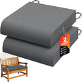 TasticTotes 19 x 19 x 3 Inch Outdoor Patio Chair Cushions Set of 2, Grey | Waterproof Outdoor Seat Cushions with Adjustable Straps & Handles, Fade-Resistant dinning Pads for Outdoor Furniture, Garden by Unknown
