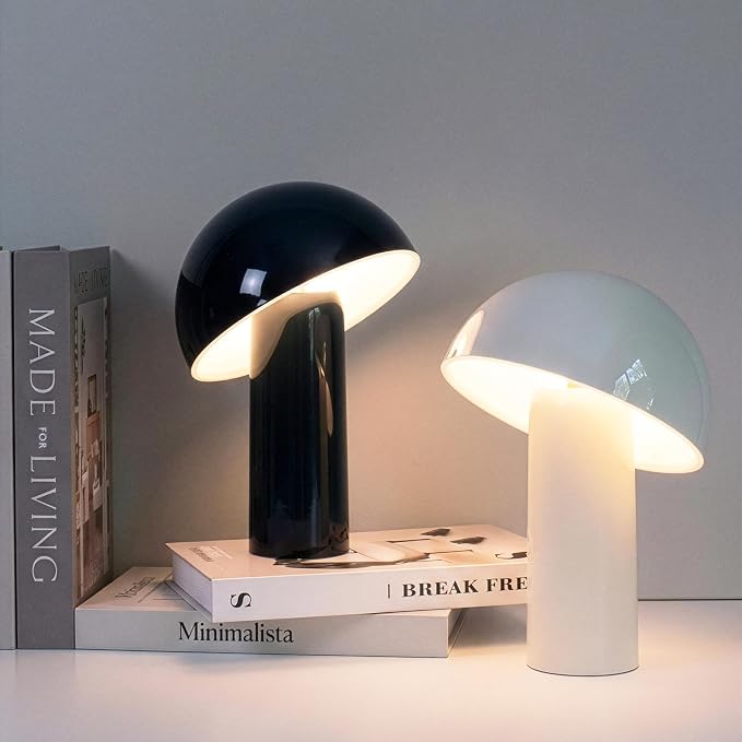 Brightech Celia Table Lamp – 10" Touch-Controlled Mushroom Small Lamp, Cordless & Dimmable LED, Portable Bedside Night Light, Sustainable Mood Light, Recycled Modern Patio Lamp for Home Décor – Cream - Image 2