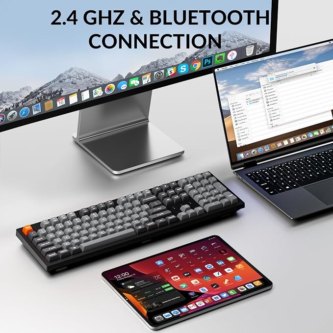 Keychron K10 Max QMK Wireless Custom Mechanical Full-Size Keyboard | 2.4 GHz Wireless & Bluetooth with Hot-swappable Apex Red Switch Compatible with Mac Windows Linux - Black - Image 3