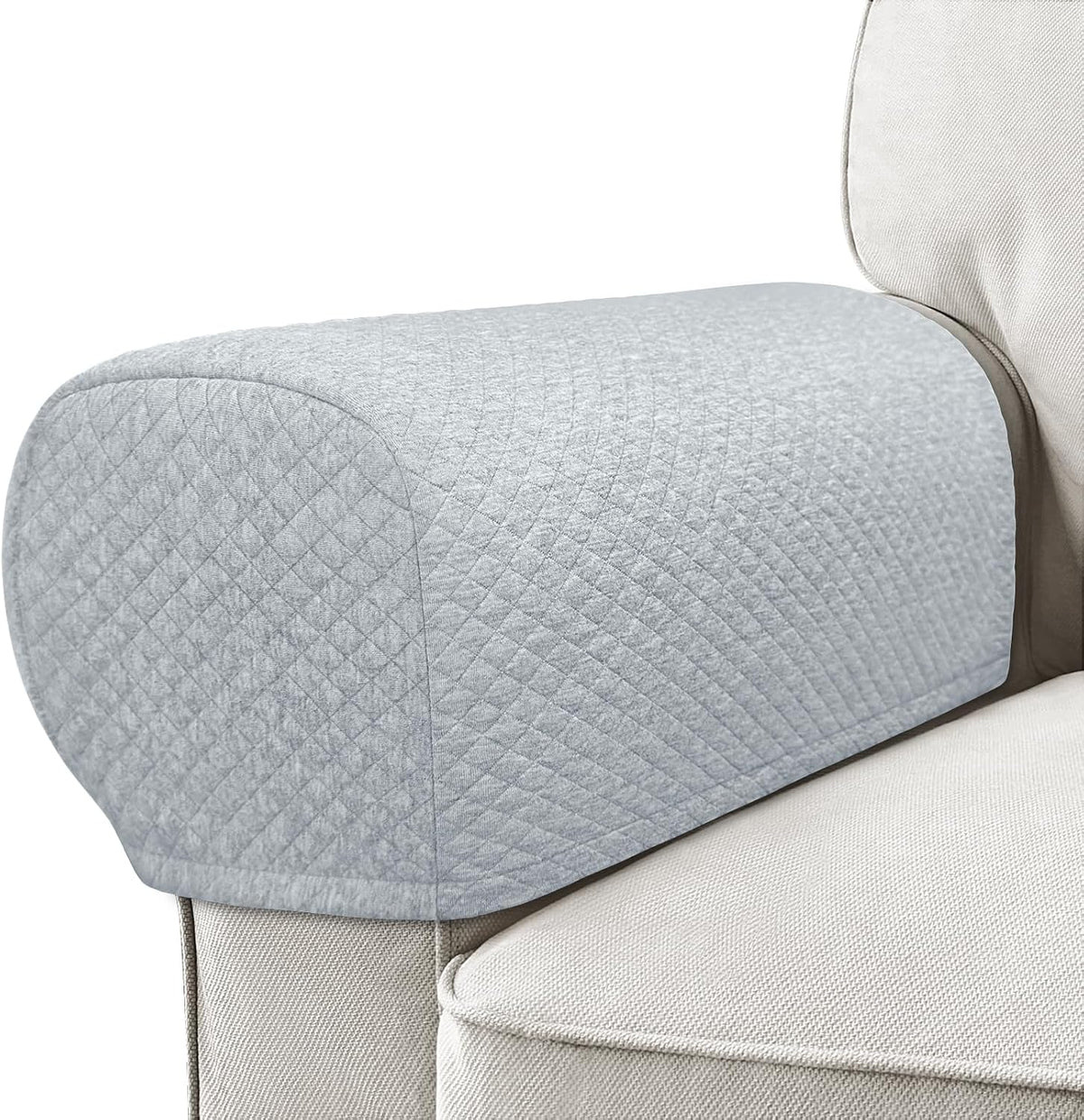 Roytub Stretch Couch Arm Covers, Breathable Armrest Cover for Sofas and Chairs Armrest Cover Keep Home Clean, Scratch-Resistant Sofa Arm Covers Protect and Decorate Your Sofa(Large, Light Gray, 2PCS) by Roytub