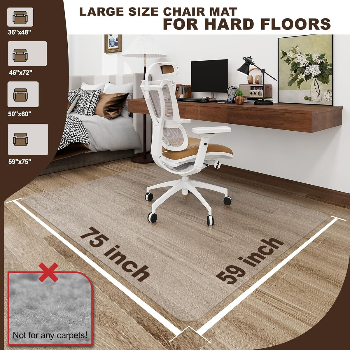 2mm Thicker Clear Office Chair Mat, 36"x48" Rolling Chair Floor Protector - Image 7