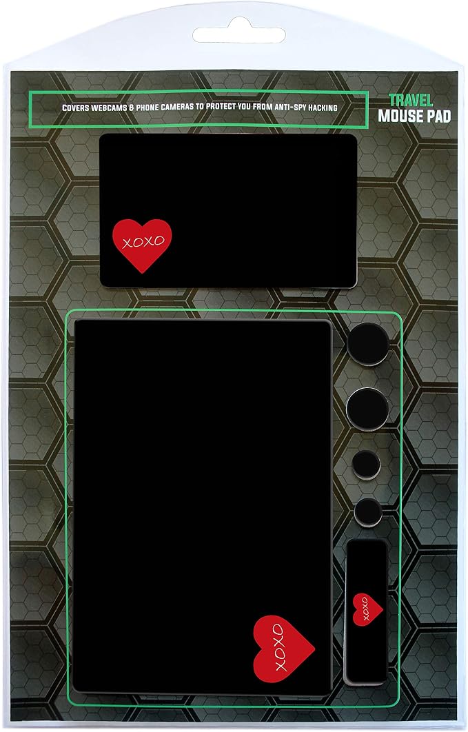 Mouse Pad Adhesive Bottom - Sticks to Any Surface - Portable - Webcam Covers and Screen Cleaner Included (Heart XOXO) - Image 8
