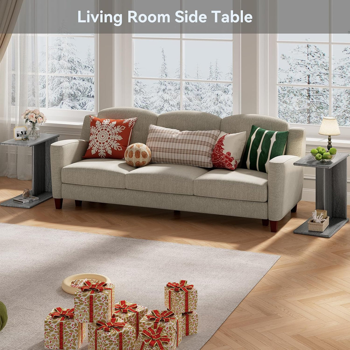 C-Shaped End Table for Couch, Couch Side Table, Narrow Sofa Table - Image 4